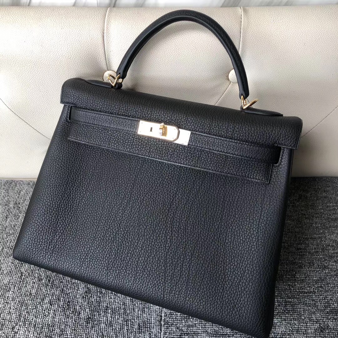 Hermes Kelly 32cm Togo Cow Cervicalis Lines CK89 Black 黑色