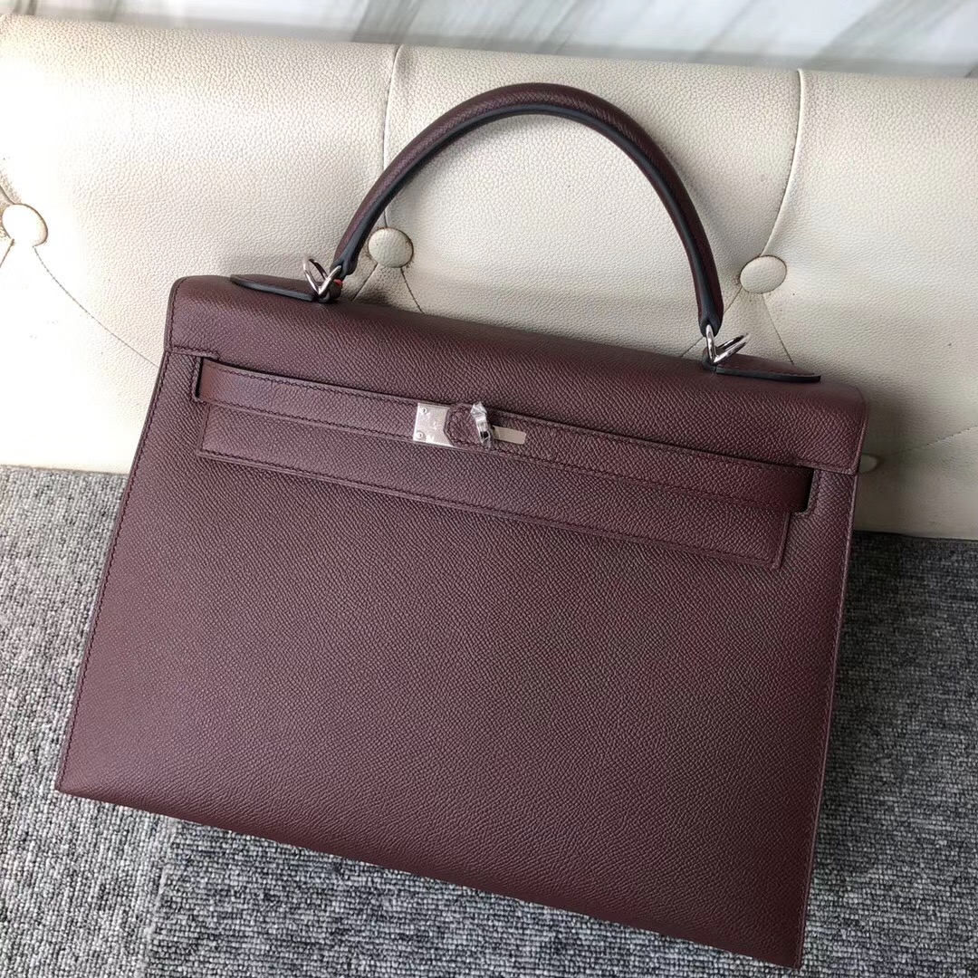 香港淺水灣愛馬仕 Hermes Kelly 32cm Epsom CK57 Bordeaux 波爾多酒紅