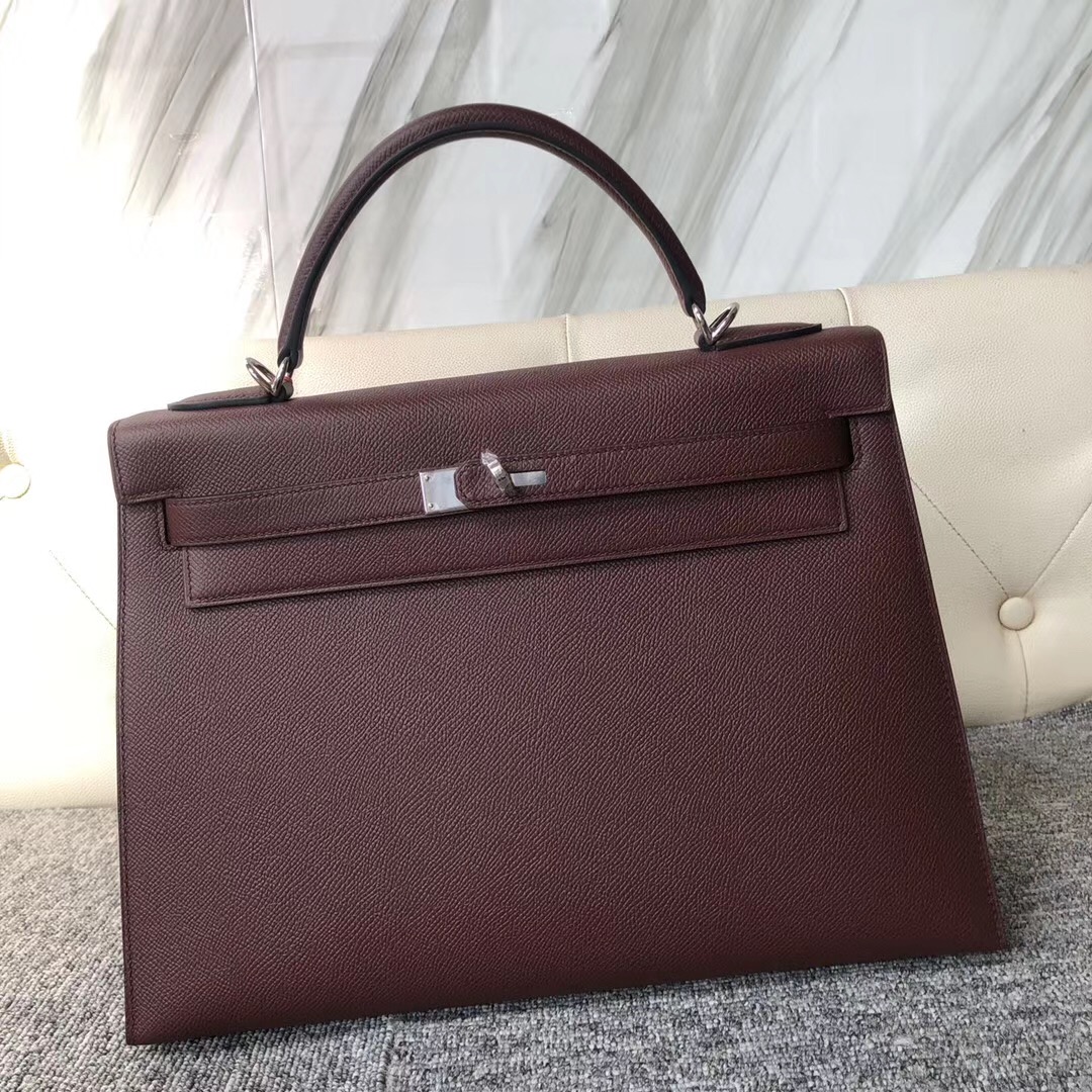 香港淺水灣愛馬仕 Hermes Kelly 32cm Epsom CK57 Bordeaux 波爾多酒紅