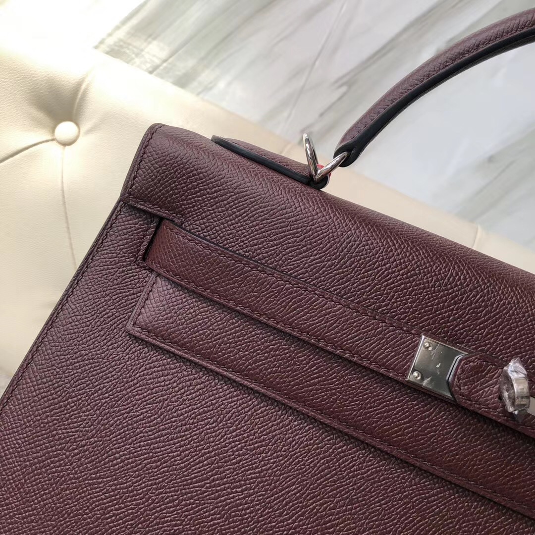 香港淺水灣愛馬仕 Hermes Kelly 32cm Epsom CK57 Bordeaux 波爾多酒紅