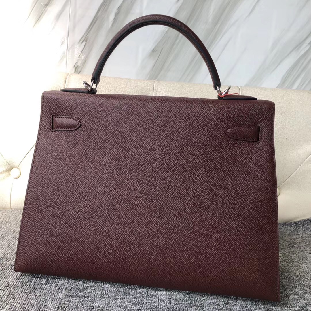 香港淺水灣愛馬仕 Hermes Kelly 32cm Epsom CK57 Bordeaux 波爾多酒紅