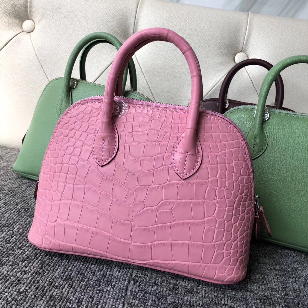 Hermes Bolide 1923 mini bag Alligator Crocodile 5P Pink 櫻花粉 美洲鱷