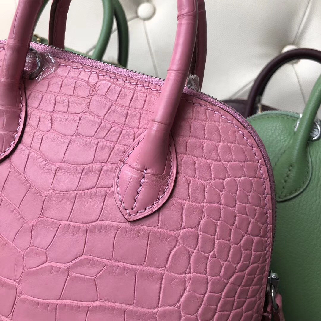 Hermes Bolide 1923 mini bag Alligator Crocodile 5P Pink 櫻花粉 美洲鱷