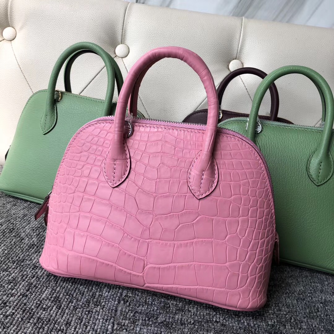 Hermes Bolide 1923 mini bag Alligator Crocodile 5P Pink 櫻花粉 美洲鱷