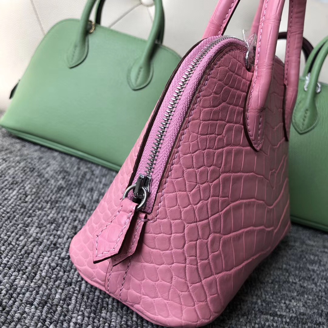 Hermes Bolide 1923 mini bag Alligator Crocodile 5P Pink 櫻花粉 美洲鱷