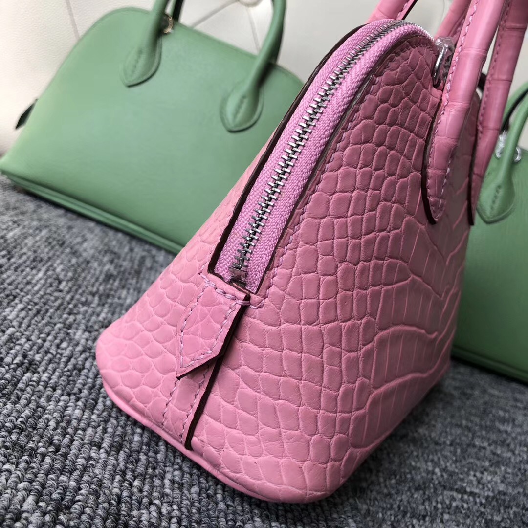 Hermes Bolide 1923 mini bag Alligator Crocodile 5P Pink 櫻花粉 美洲鱷