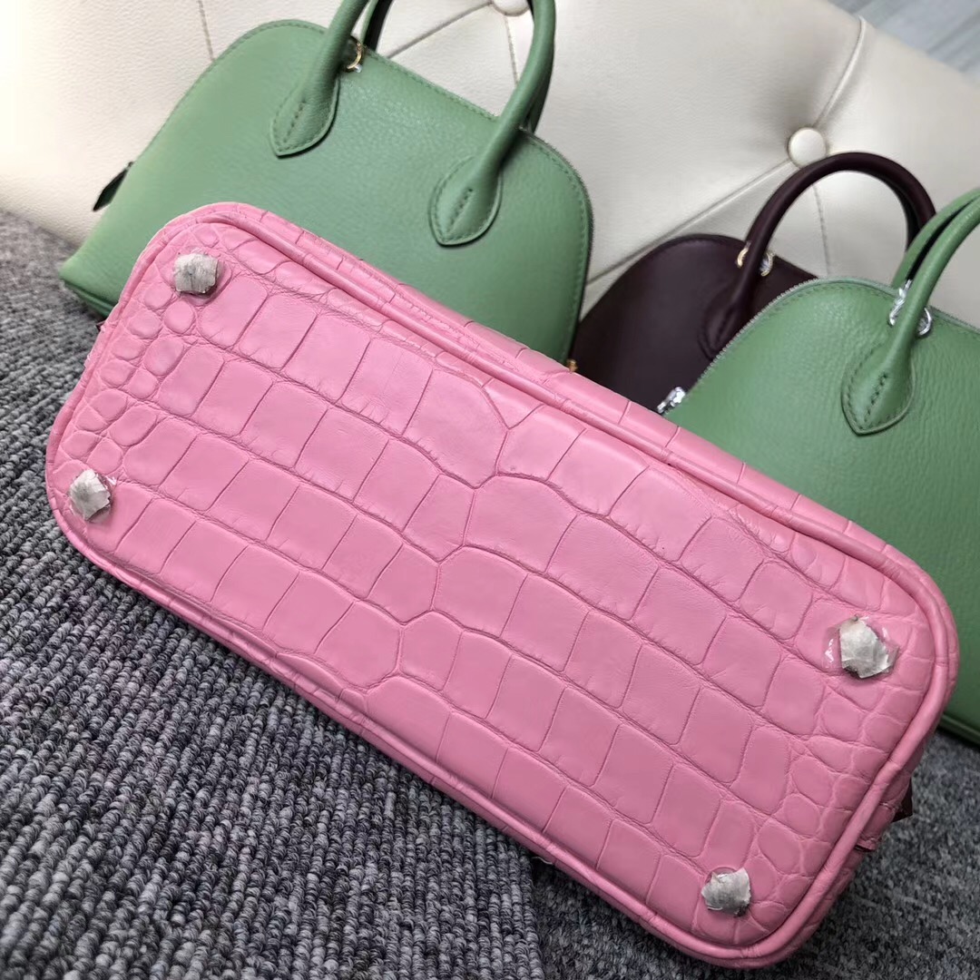 Hermes Bolide 1923 mini bag Alligator Crocodile 5P Pink 櫻花粉 美洲鱷