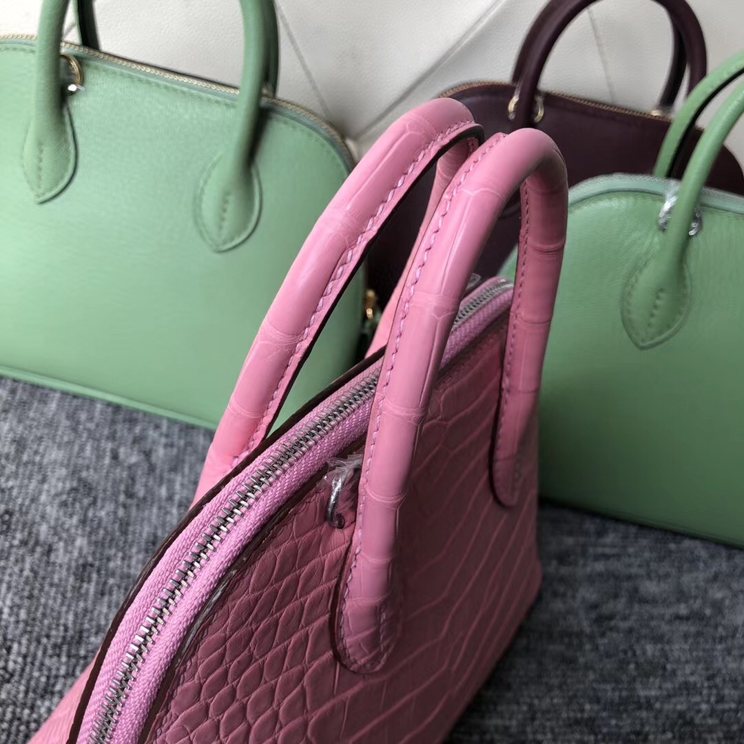 Hermes Bolide 1923 mini bag Alligator Crocodile 5P Pink 櫻花粉 美洲鱷