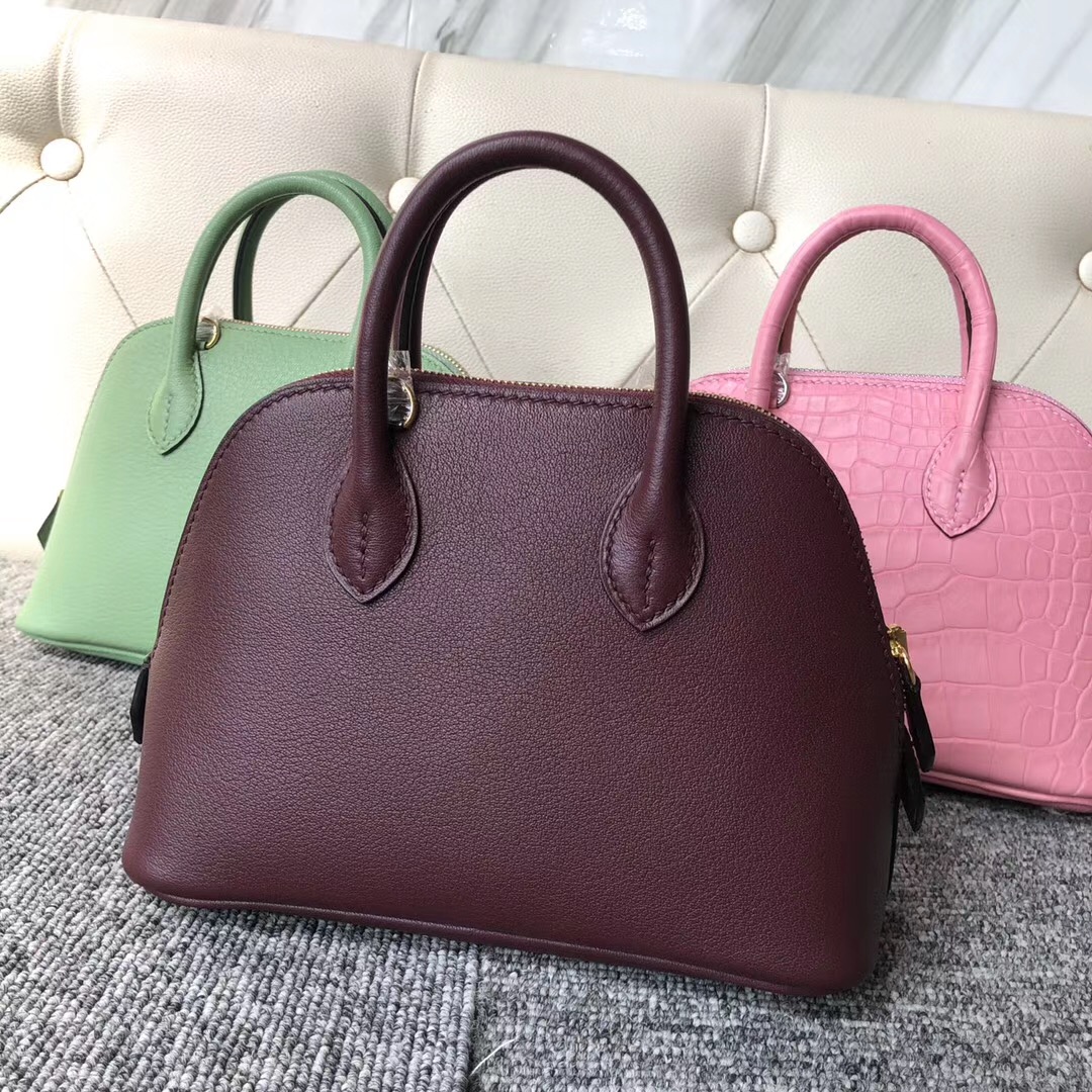 臺灣新竹市 Hermes Bolide 1923 mini bag chevre CC57 Bordeaux 波爾多酒紅