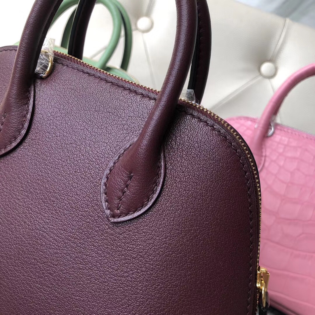 臺灣新竹市 Hermes Bolide 1923 mini bag chevre CC57 Bordeaux 波爾多酒紅