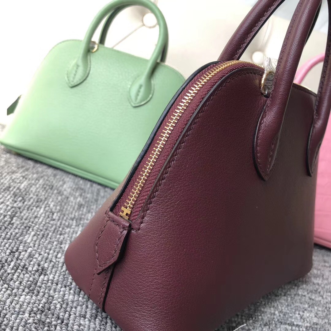 臺灣新竹市 Hermes Bolide 1923 mini bag chevre CC57 Bordeaux 波爾多酒紅