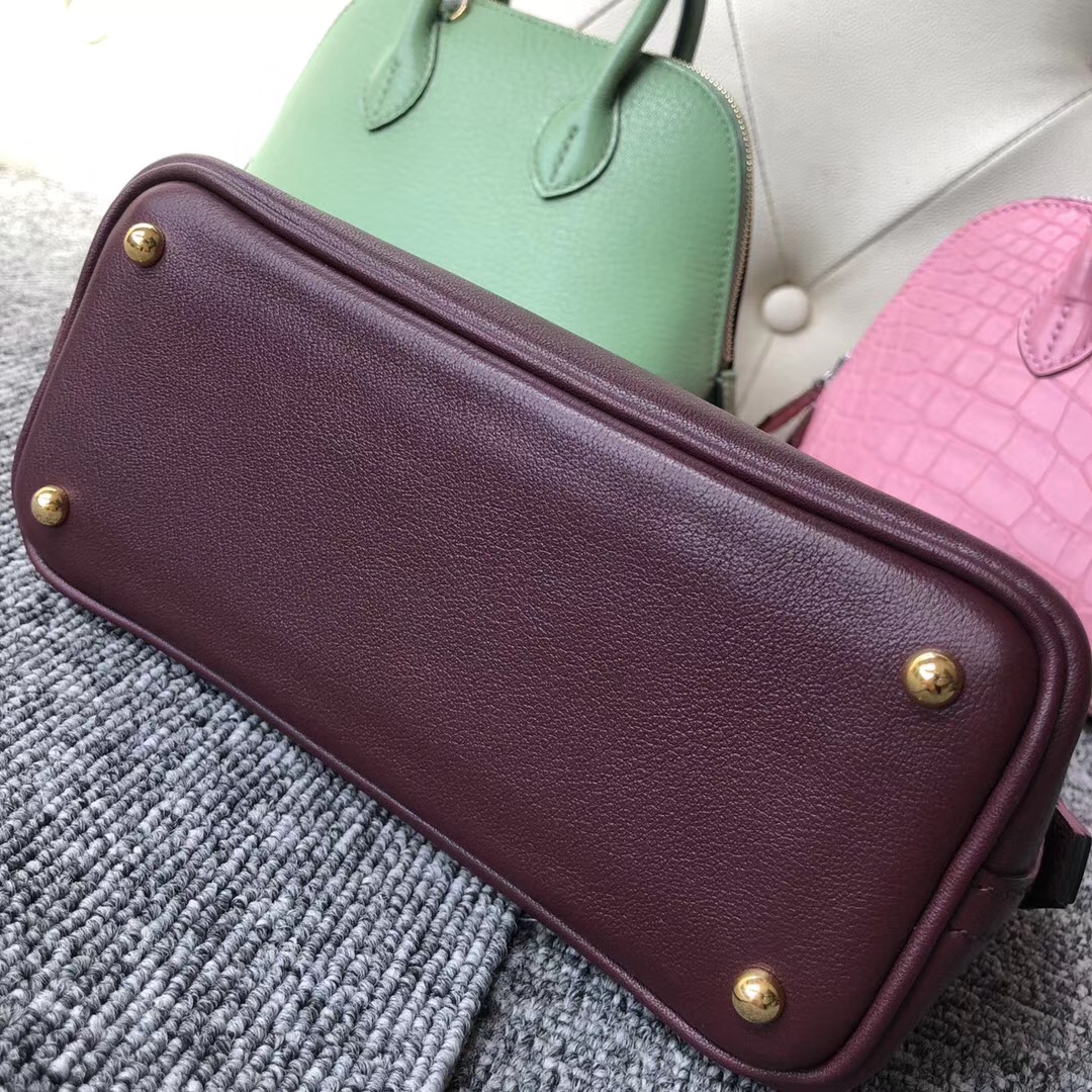 臺灣新竹市 Hermes Bolide 1923 mini bag chevre CC57 Bordeaux 波爾多酒紅