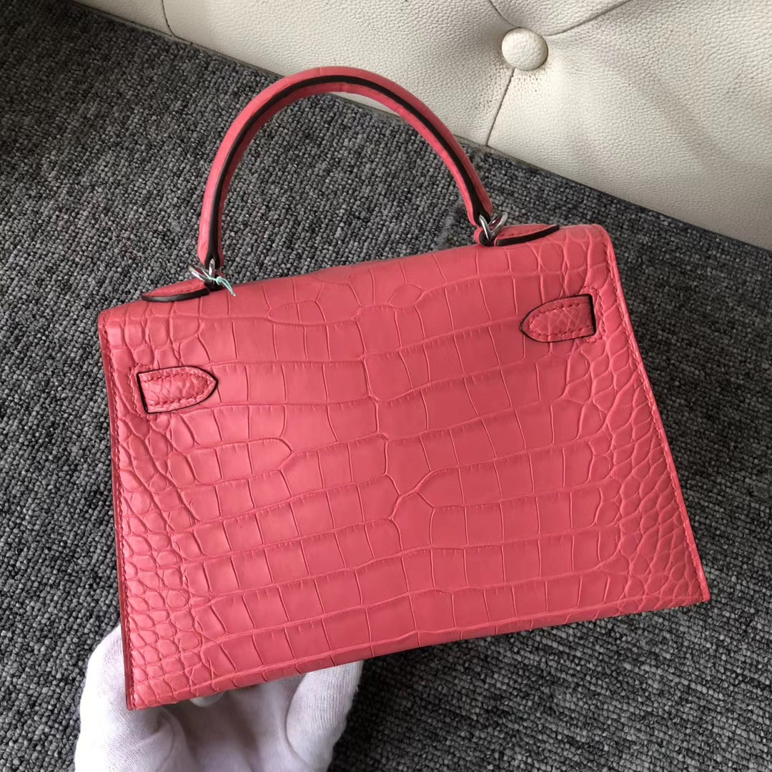 Hermes Kelly Mini 2代 Matte Alligator Crocodile A5 Bouganinviller 杜鵑紅