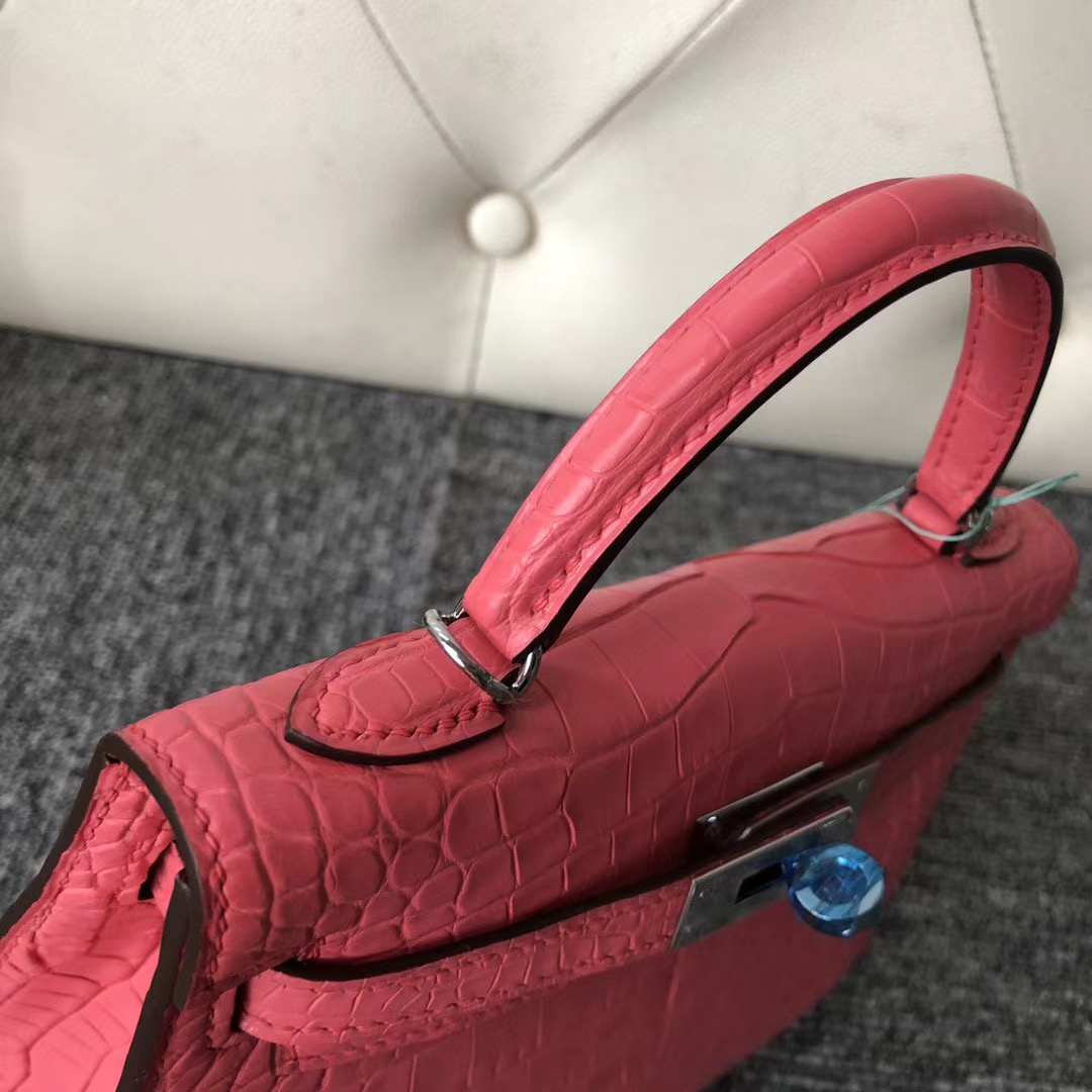 Hermes Kelly Mini 2代 Matte Alligator Crocodile A5 Bouganinviller 杜鵑紅