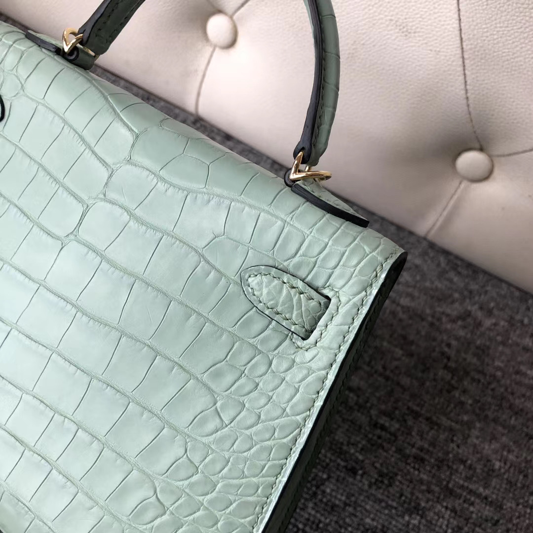 Hermes Kelly Mini 2代 Alligator Crocodile 6U新薄荷綠 vert deau