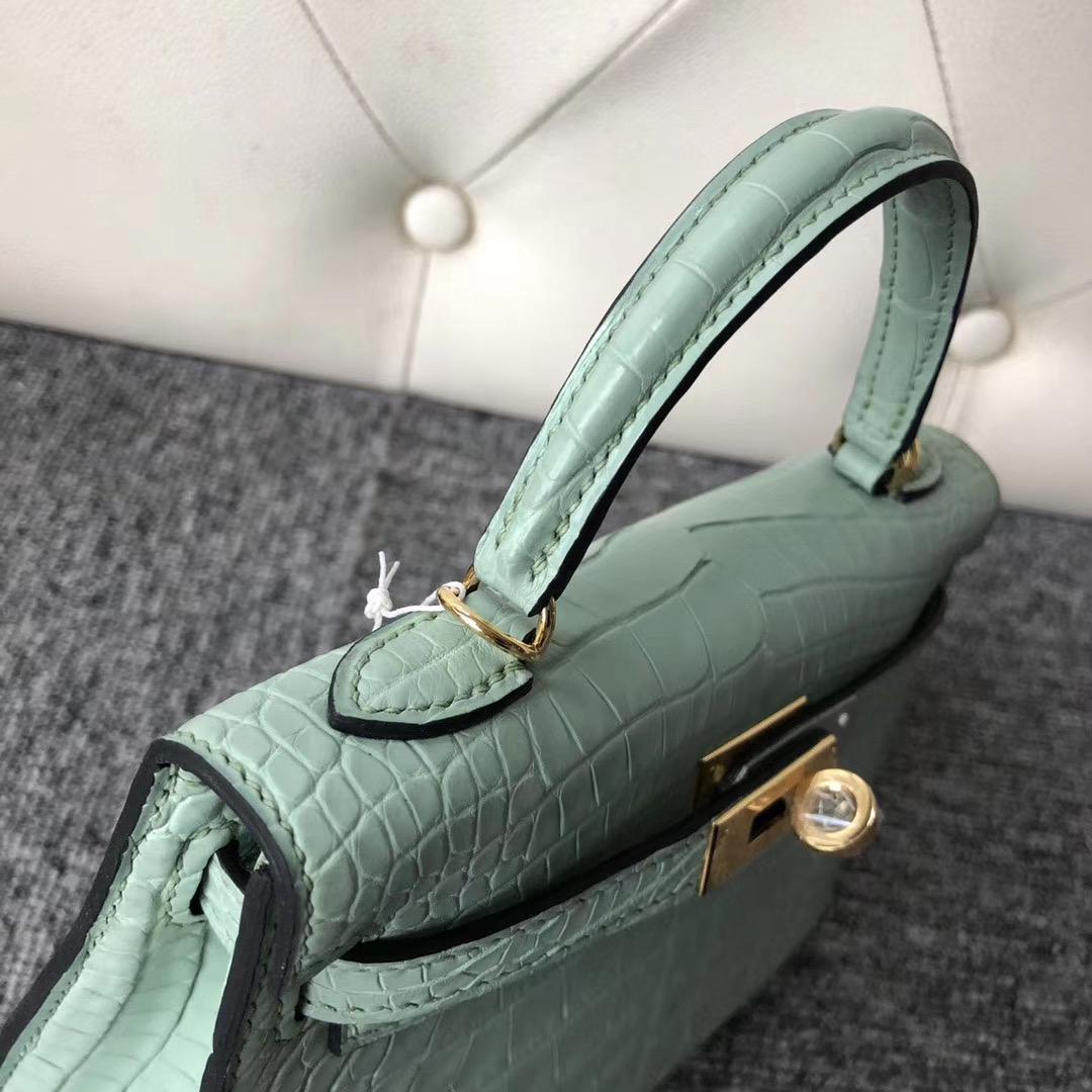 Hermes Kelly Mini 2代 Alligator Crocodile 6U新薄荷綠 vert deau