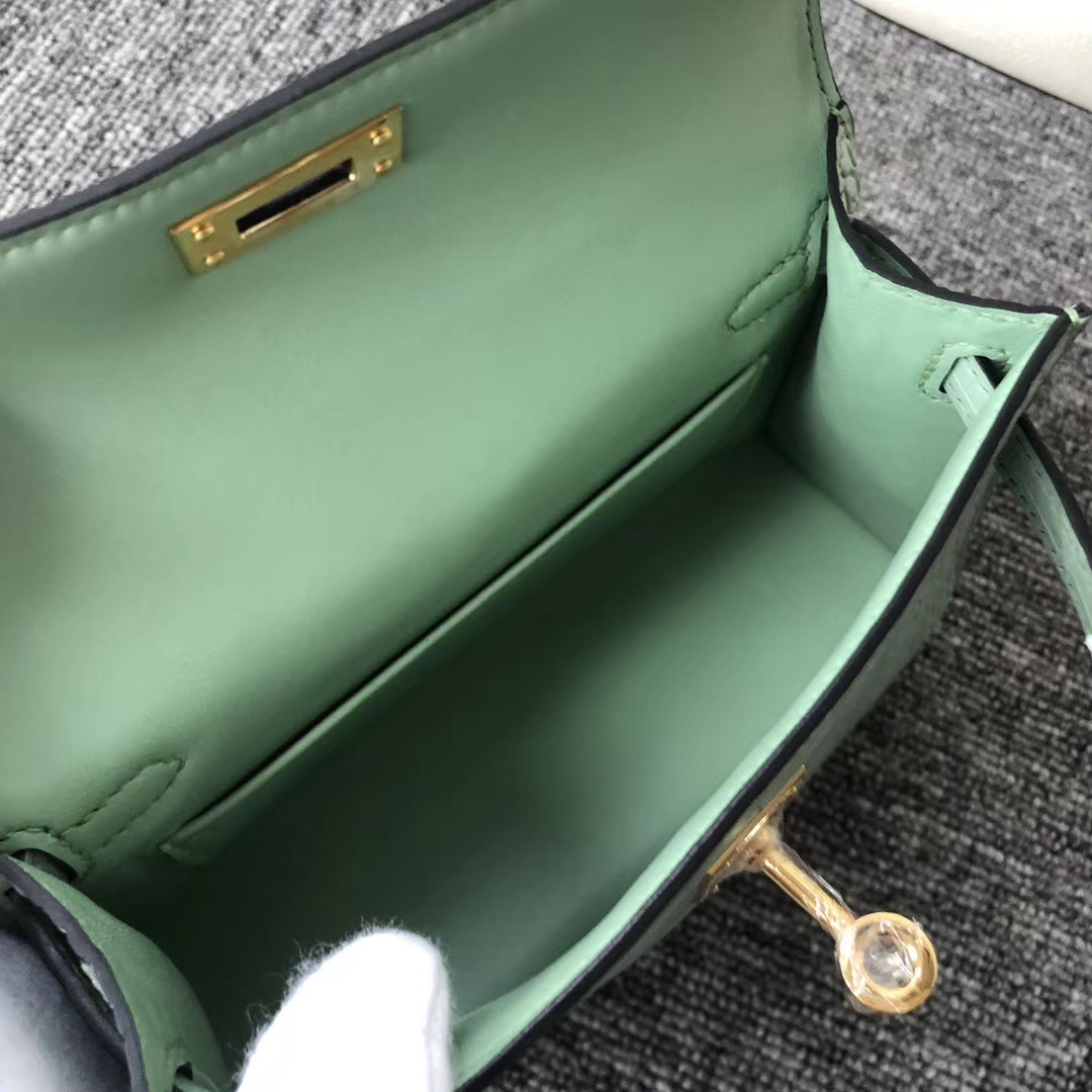 Hermes Kelly Mini 2代 Alligator Crocodile 6U新薄荷綠 vert deau