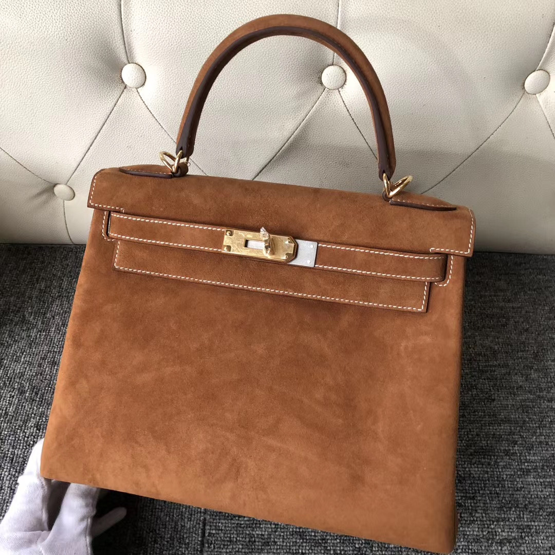 香港香港岛中西区 Hermes Kelly 28cm Sellier 麂皮 CK37 Gold