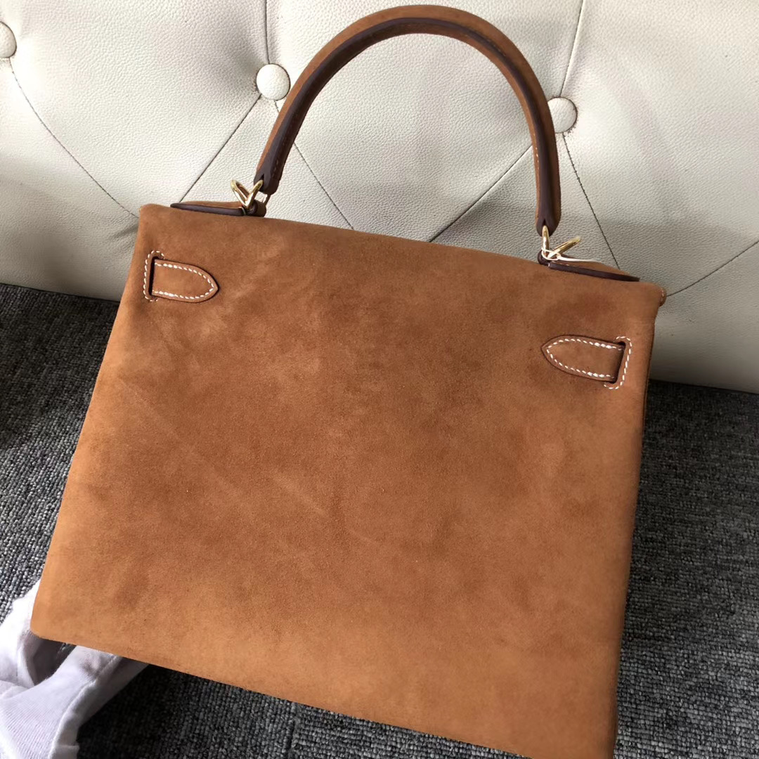 香港香港岛中西区 Hermes Kelly 28cm Sellier 麂皮 CK37 Gold