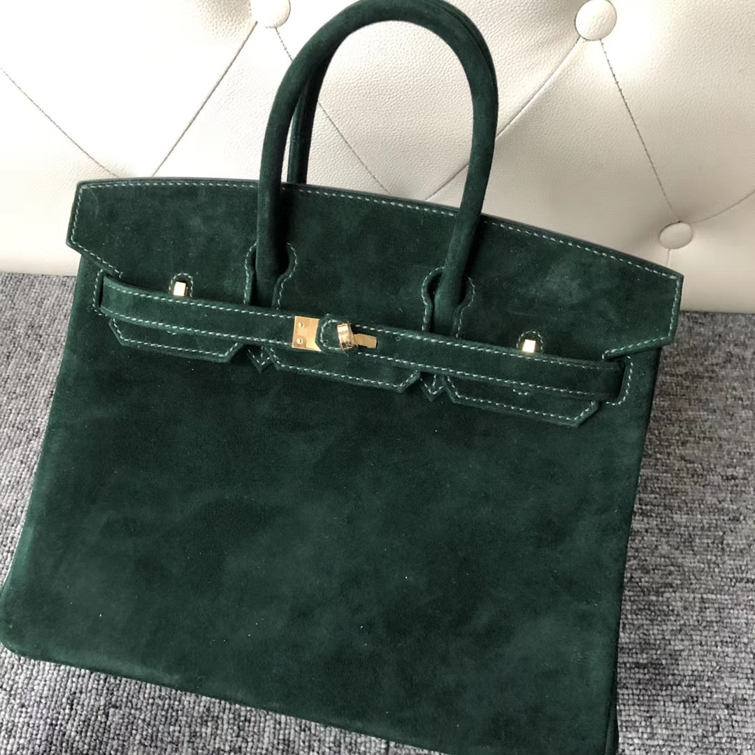 香港西貢區 Hermes Birkin 25cm 麂皮 羊皮反絨 CK67 祖母綠 Vert Fonce