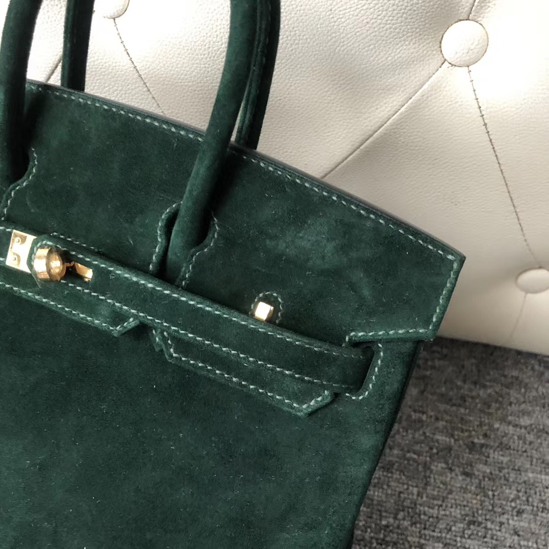 香港西貢區 Hermes Birkin 25cm 麂皮 羊皮反絨 CK67 祖母綠 Vert Fonce