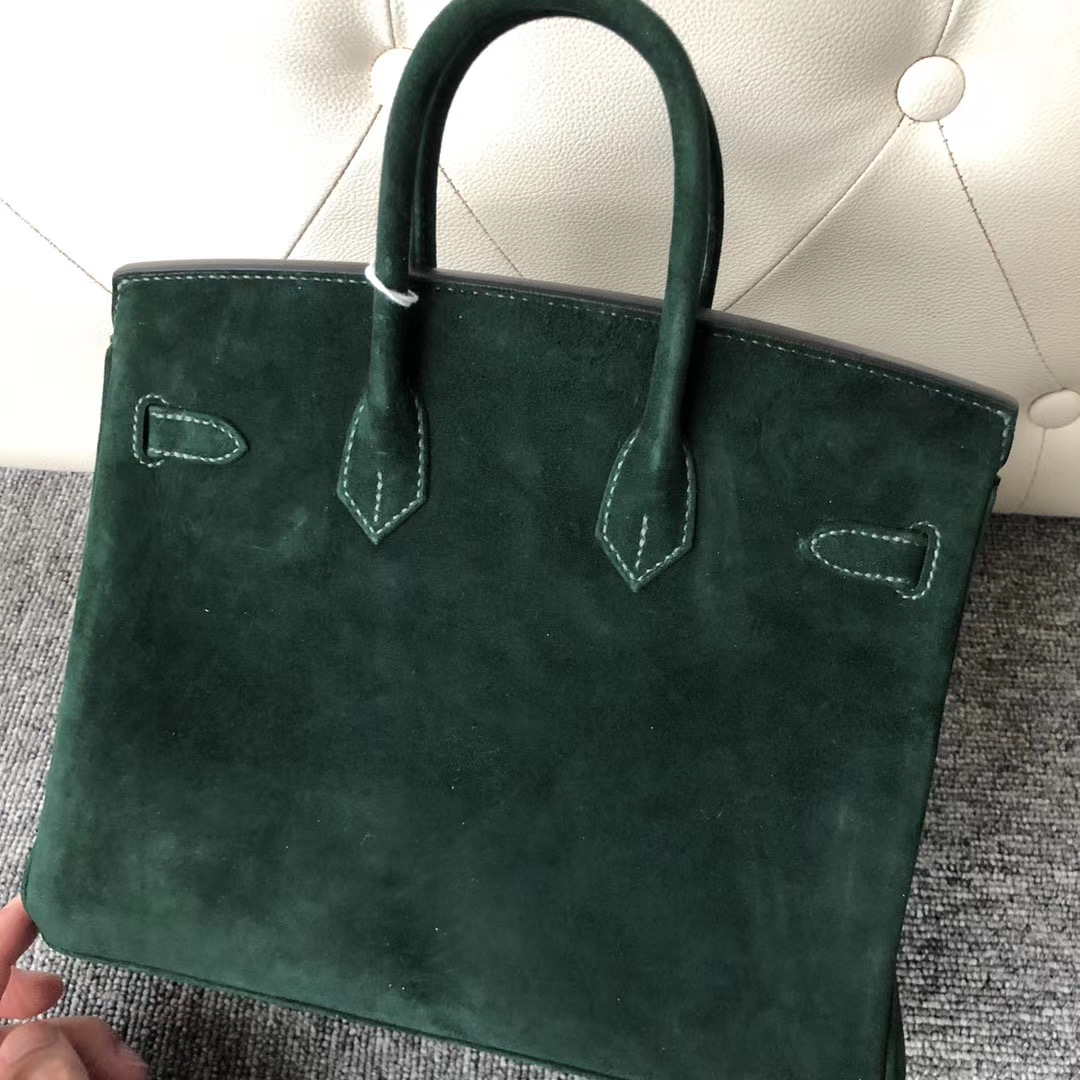 香港西貢區 Hermes Birkin 25cm 麂皮 羊皮反絨 CK67 祖母綠 Vert Fonce