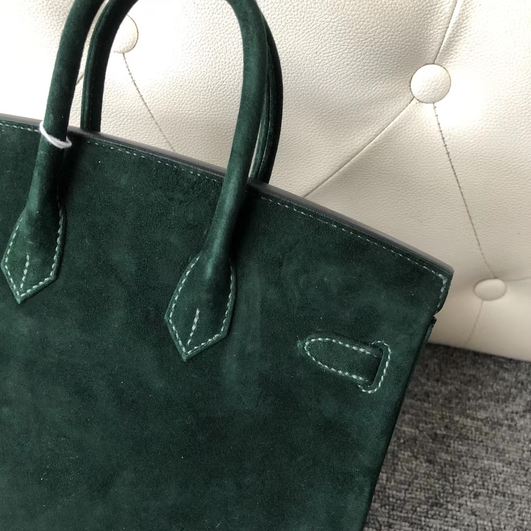 香港西貢區 Hermes Birkin 25cm 麂皮 羊皮反絨 CK67 祖母綠 Vert Fonce