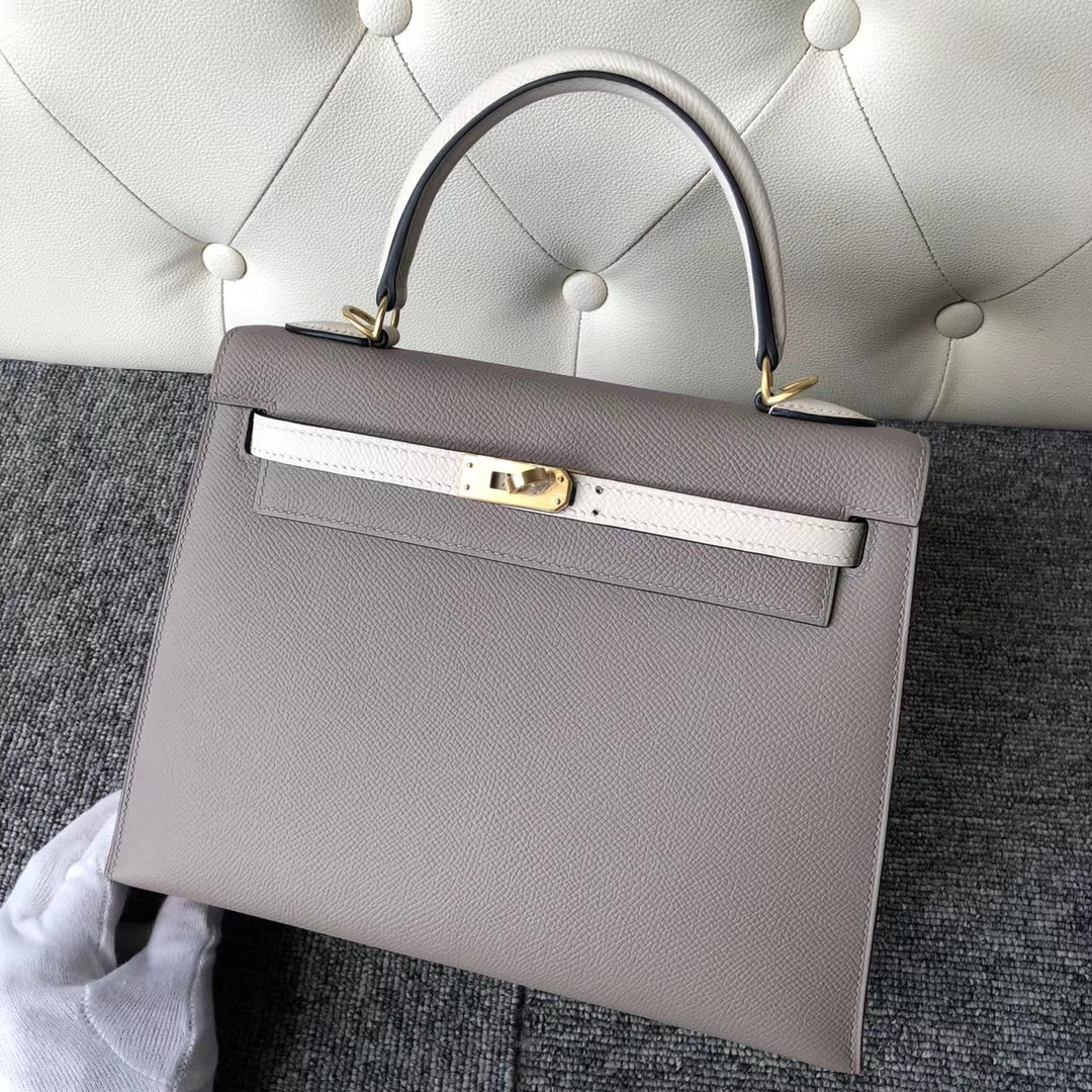 Hermes Kelly 25cm Epsom M8瀝青灰 Griss Asphalte CK10 Craie 奶昔白