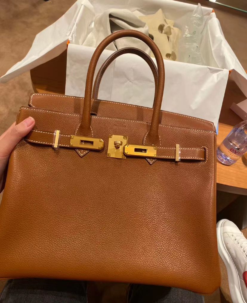 臺灣新北市 Hermes Birkin 30cm Barenia Novillo CK37Gold 金棕色 荔枝紋馬鞍皮