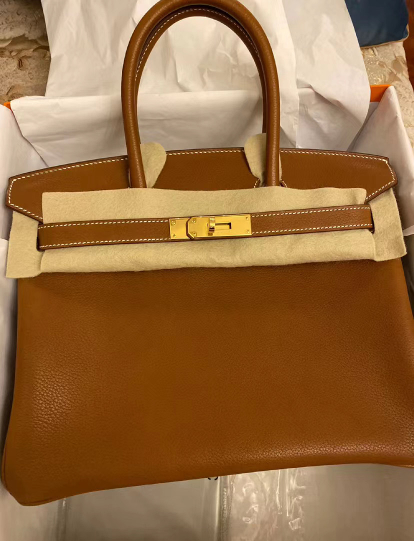 臺灣新北市 Hermes Birkin 30cm Barenia Novillo CK37Gold 金棕色 荔枝紋馬鞍皮