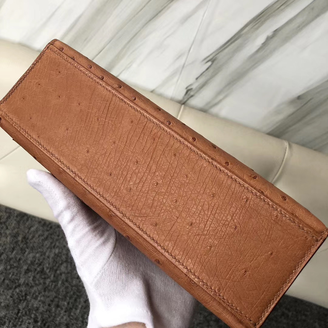 香港島中西區 Hermes MiniKelly Pochette Ostrich CK37金棕色 gold