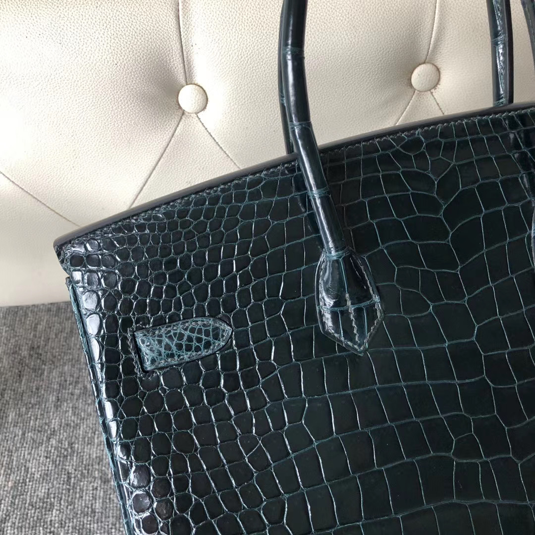 桃園市愛馬仕鉑金包 Hermes Birkin 35cm Porosus Crocodile 1P Blue Colvert