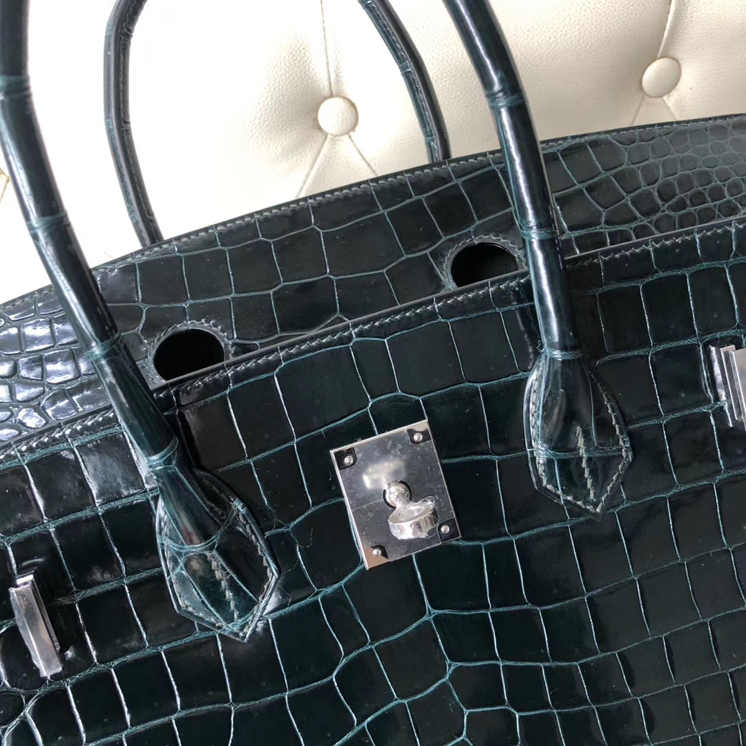 桃園市愛馬仕鉑金包 Hermes Birkin 35cm Porosus Crocodile 1P Blue Colvert