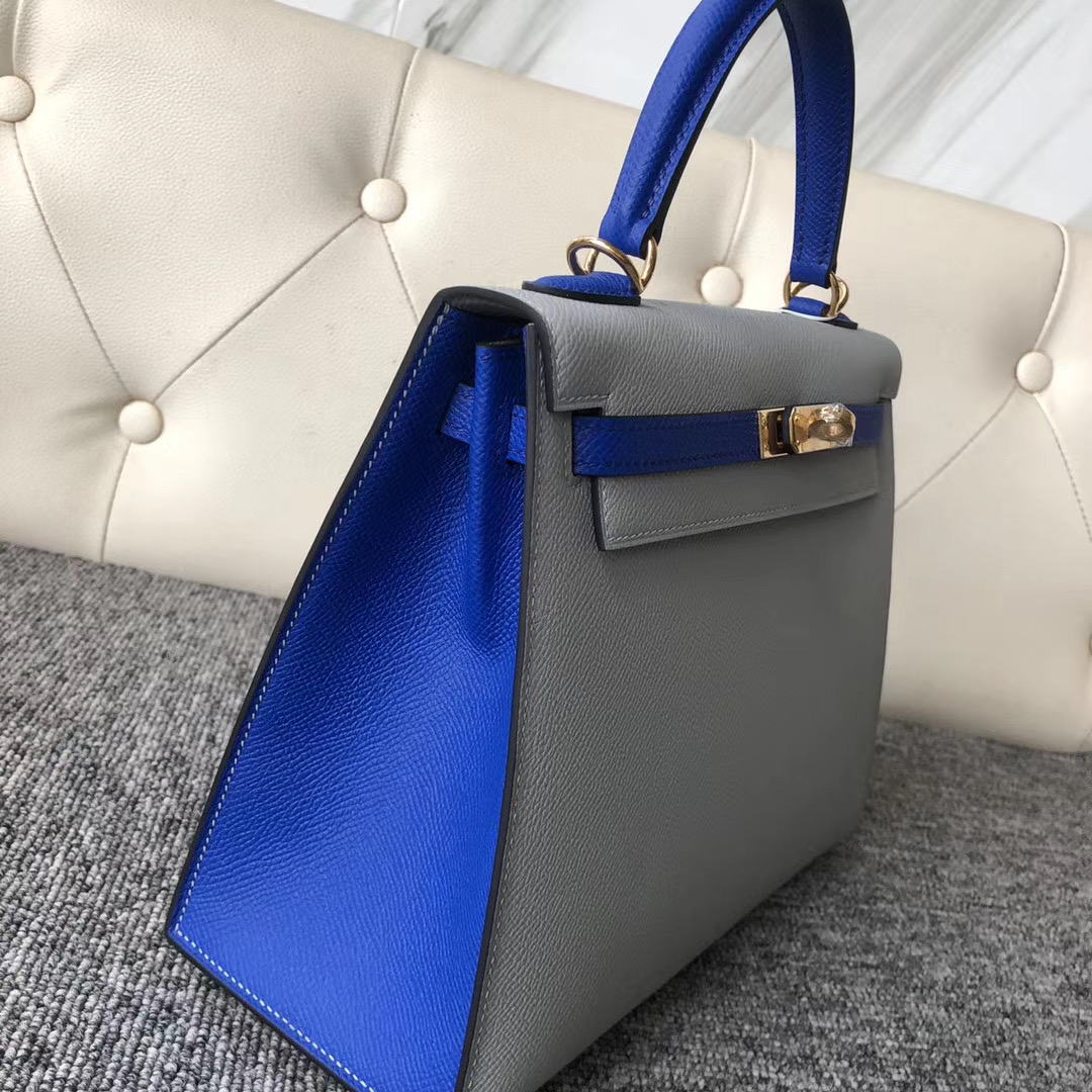 臺灣高雄市愛馬仕 Hermes Kelly 25cm 4Z Girls Mouette 7T Blue electric