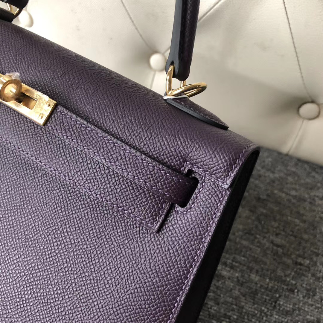 Hermes Kelly 25cm Epsom 59 葡萄紫 Raisin 拼 P9 Anemone 海葵紫