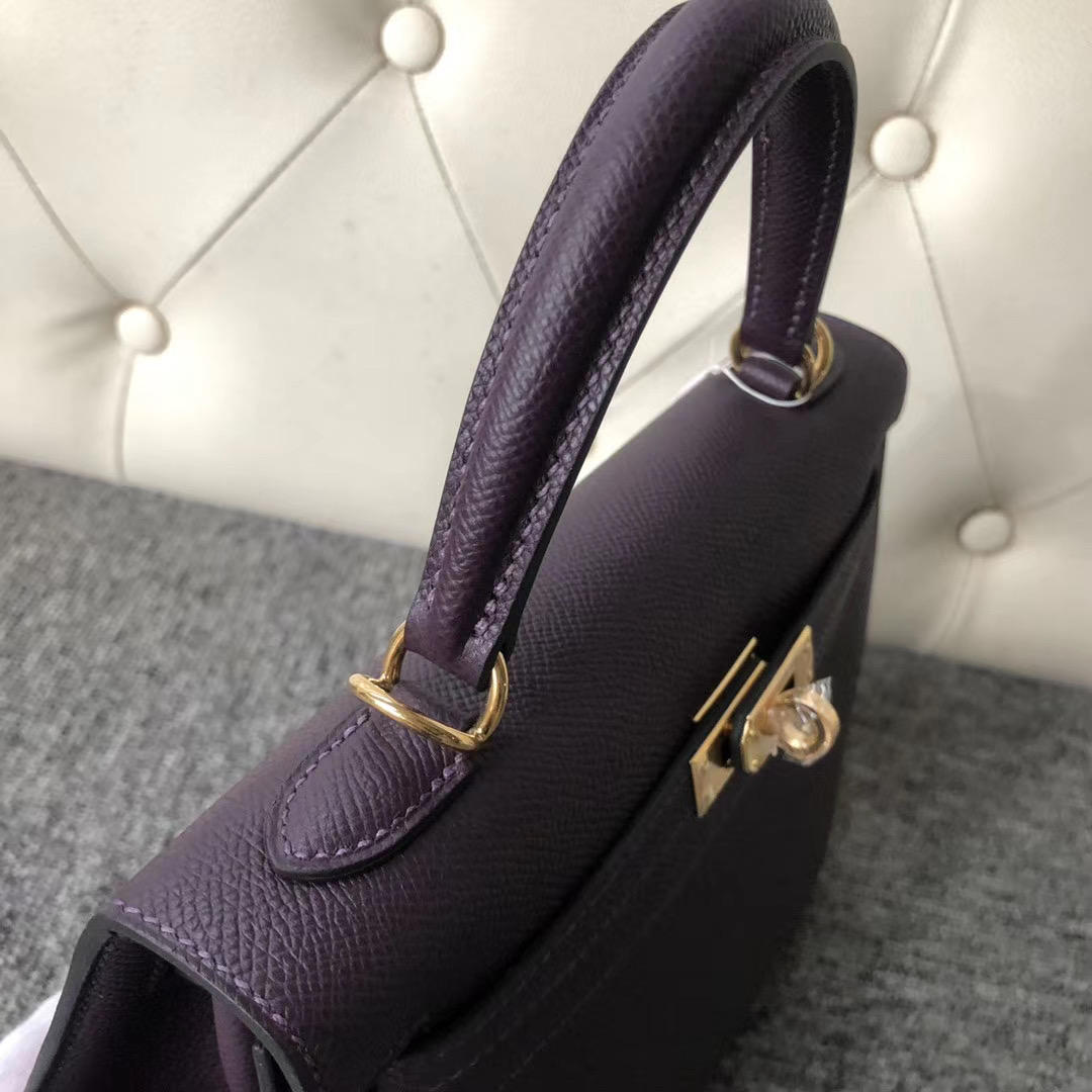 Hermes Kelly 25cm Epsom 59 葡萄紫 Raisin 拼 P9 Anemone 海葵紫