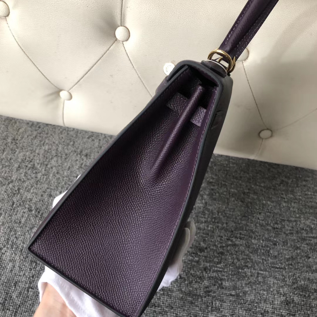 Hermes Kelly 25cm Epsom 59 葡萄紫 Raisin 拼 P9 Anemone 海葵紫