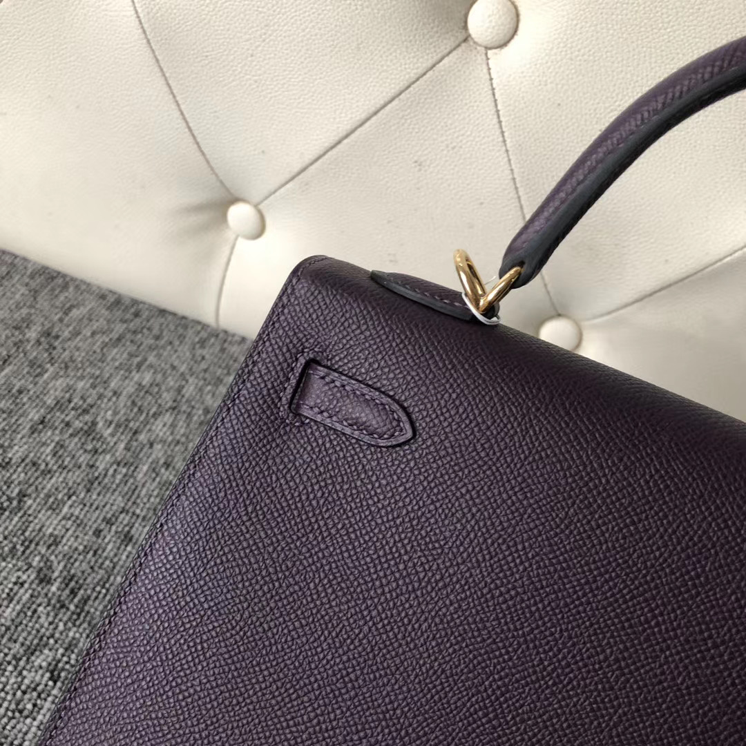 Hermes Kelly 25cm Epsom 59 葡萄紫 Raisin 拼 P9 Anemone 海葵紫