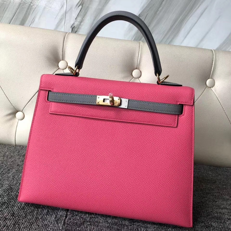 Macao Aomen Hermes HSS Kelly 25cm Epsom 8W Rose Azalee 4Z Girls Mouette