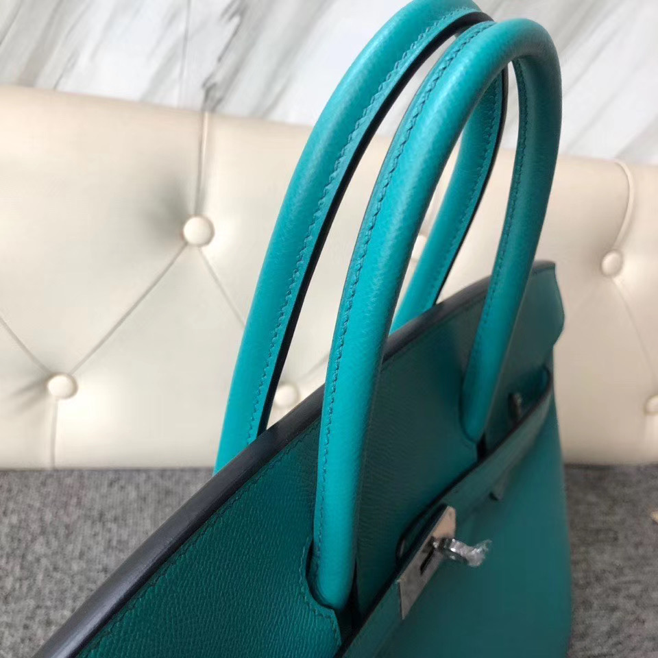 臺灣高雄市愛馬仕鉑金包35價格定制 Hermes Birkin 35cm 7F Blue Paon 孔雀藍