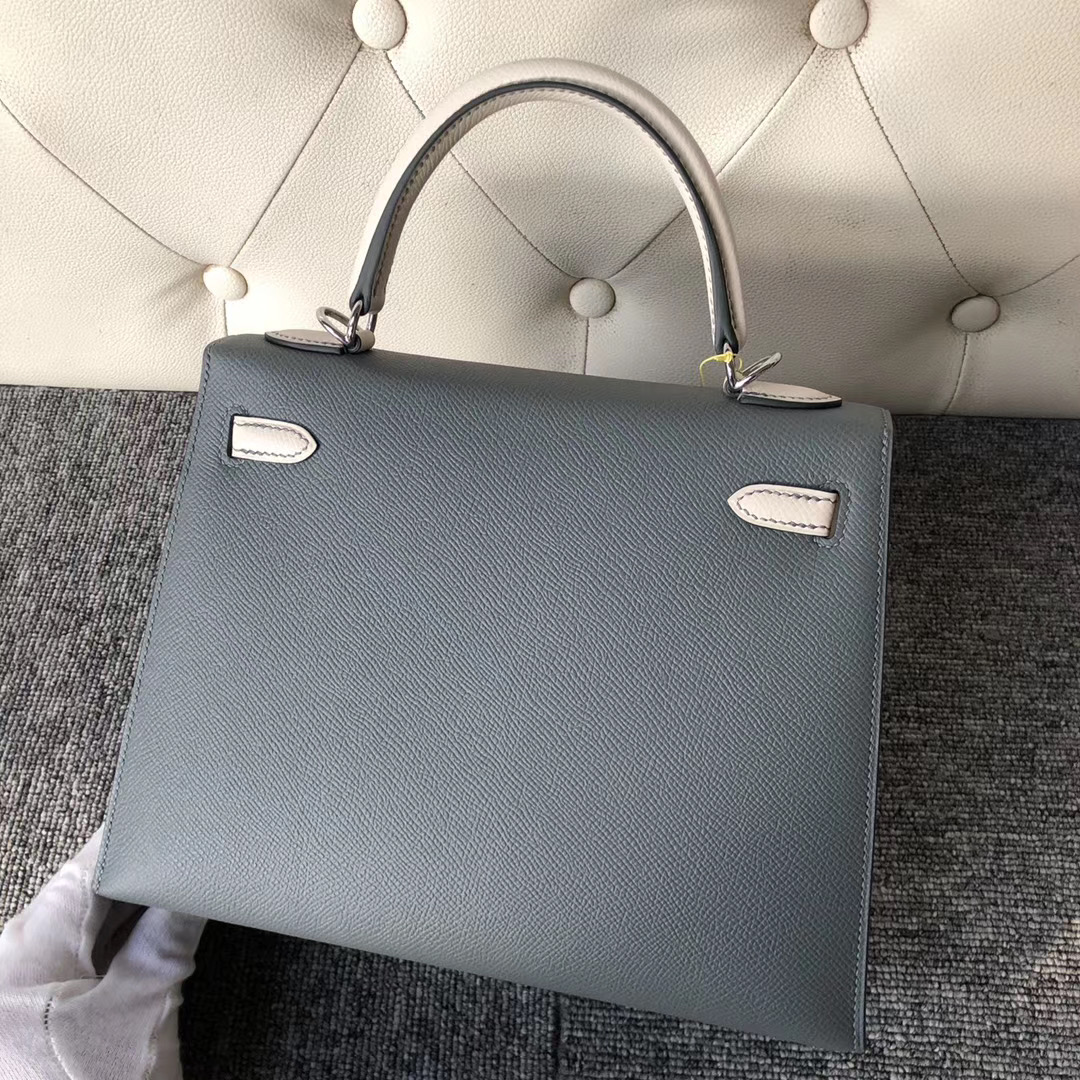 香港澳門臺灣愛馬仕凱莉包 Hermes Kelly 25cm CC63 Vert amade CK10 Craie