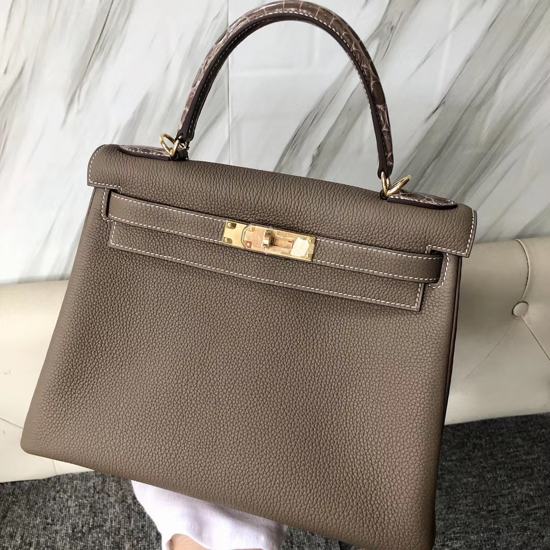 香港元朗區愛馬仕凱莉包 Hermes Kelly Touch 28cm CK18 Etoupe 大象灰