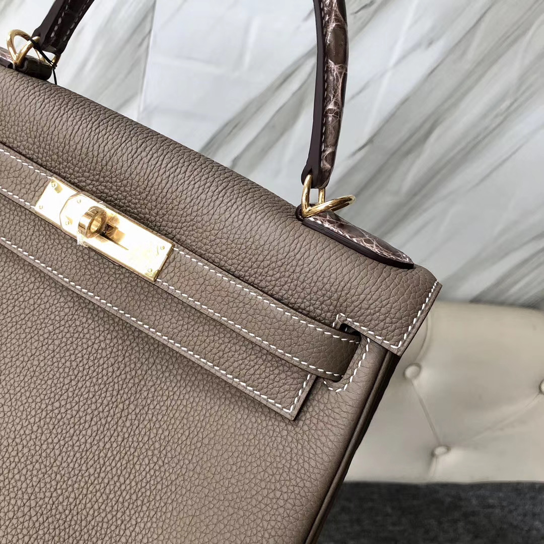 香港元朗區愛馬仕凱莉包 Hermes Kelly Touch 28cm CK18 Etoupe 大象灰