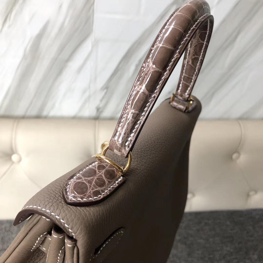 香港元朗區愛馬仕凱莉包 Hermes Kelly Touch 28cm CK18 Etoupe 大象灰