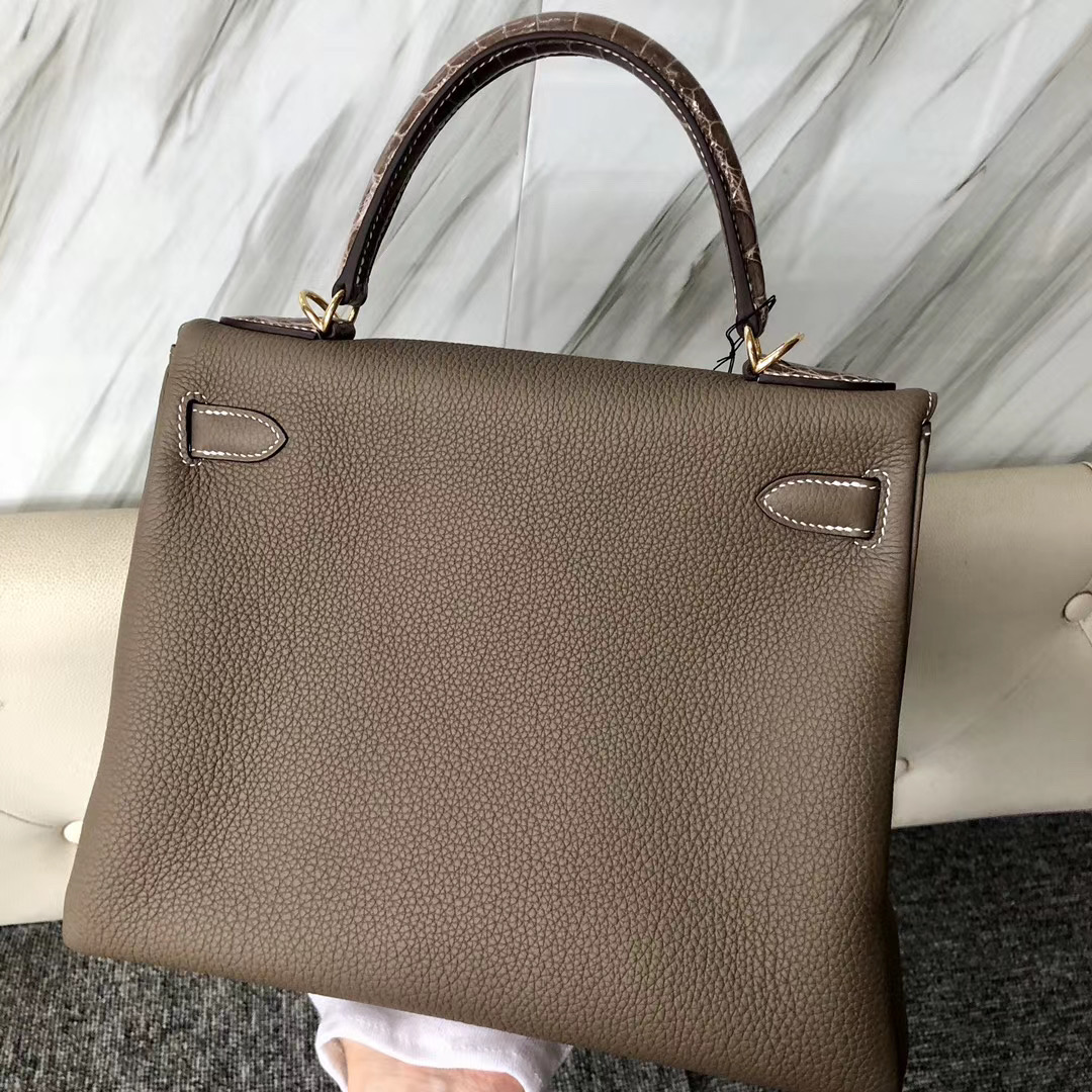 香港元朗區愛馬仕凱莉包 Hermes Kelly Touch 28cm CK18 Etoupe 大象灰