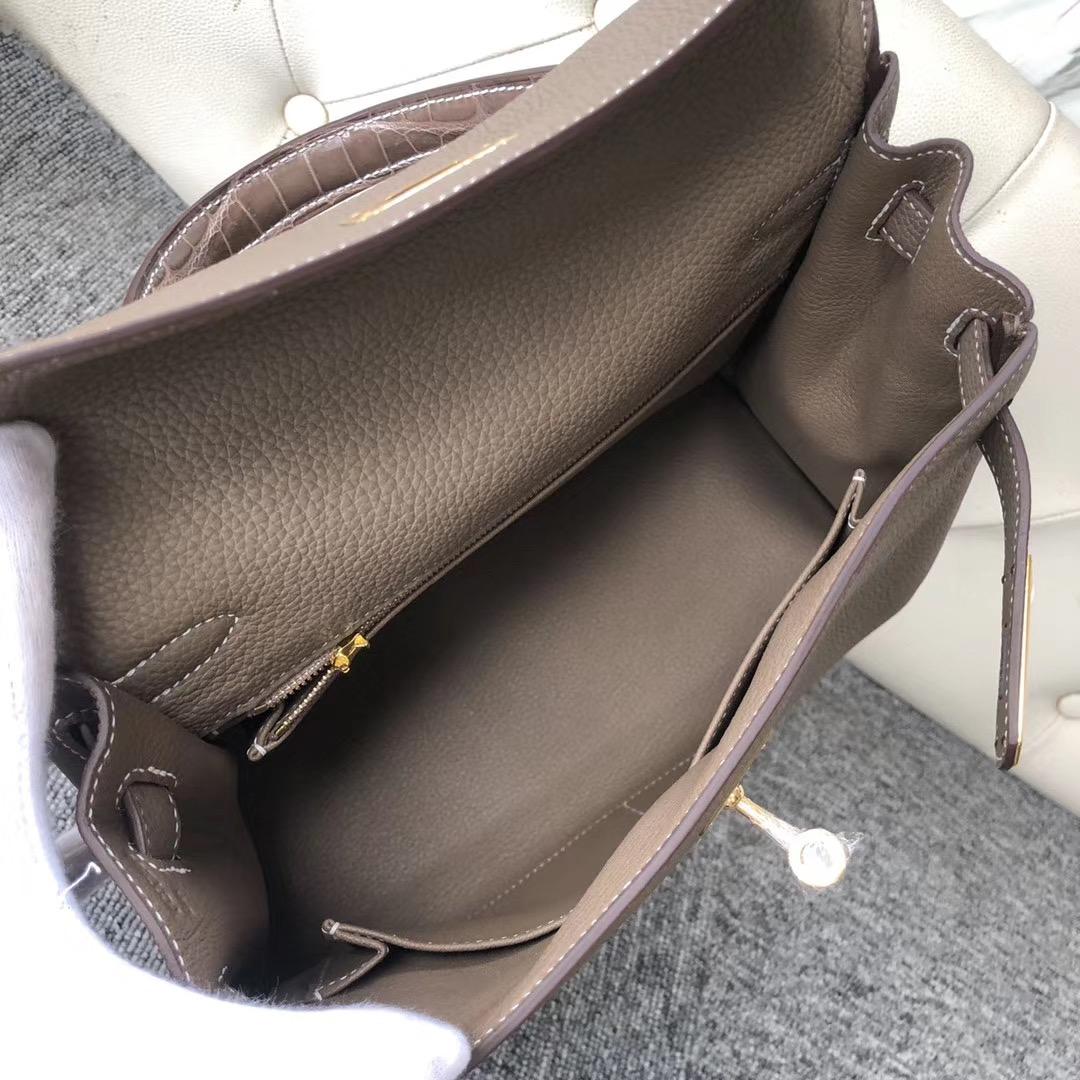 香港元朗區愛馬仕凱莉包 Hermes Kelly Touch 28cm CK18 Etoupe 大象灰