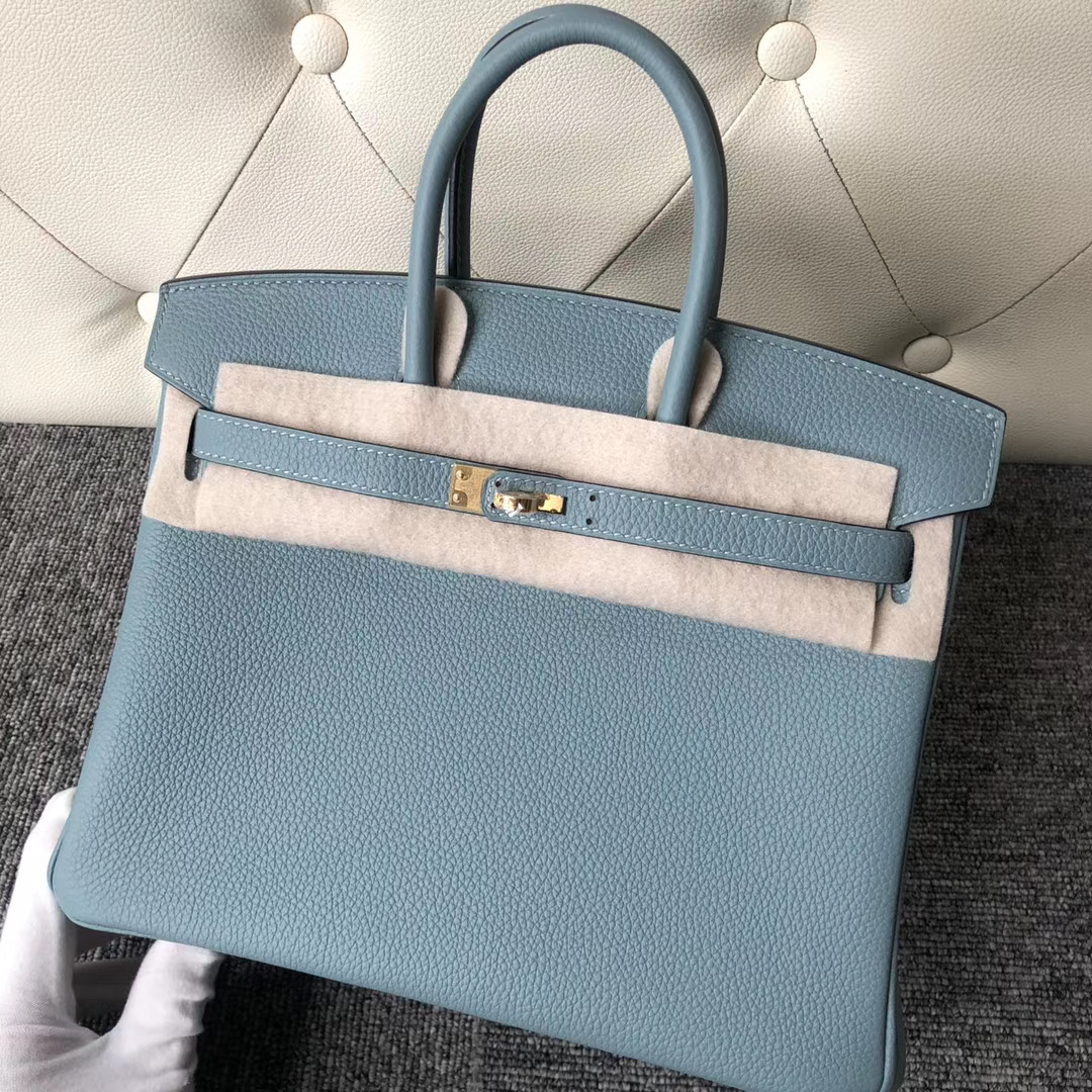 臺灣高雄市 愛馬仕鉑金包 Hermes Birkin 25cm Togo 7G Ciel 天青色