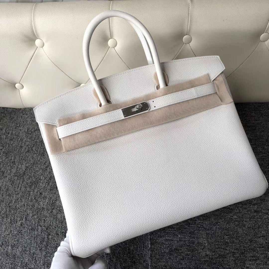 桃園市愛馬仕鉑金包價格表 Hermes Birkin 35cm togo 01 Pure white 純白色