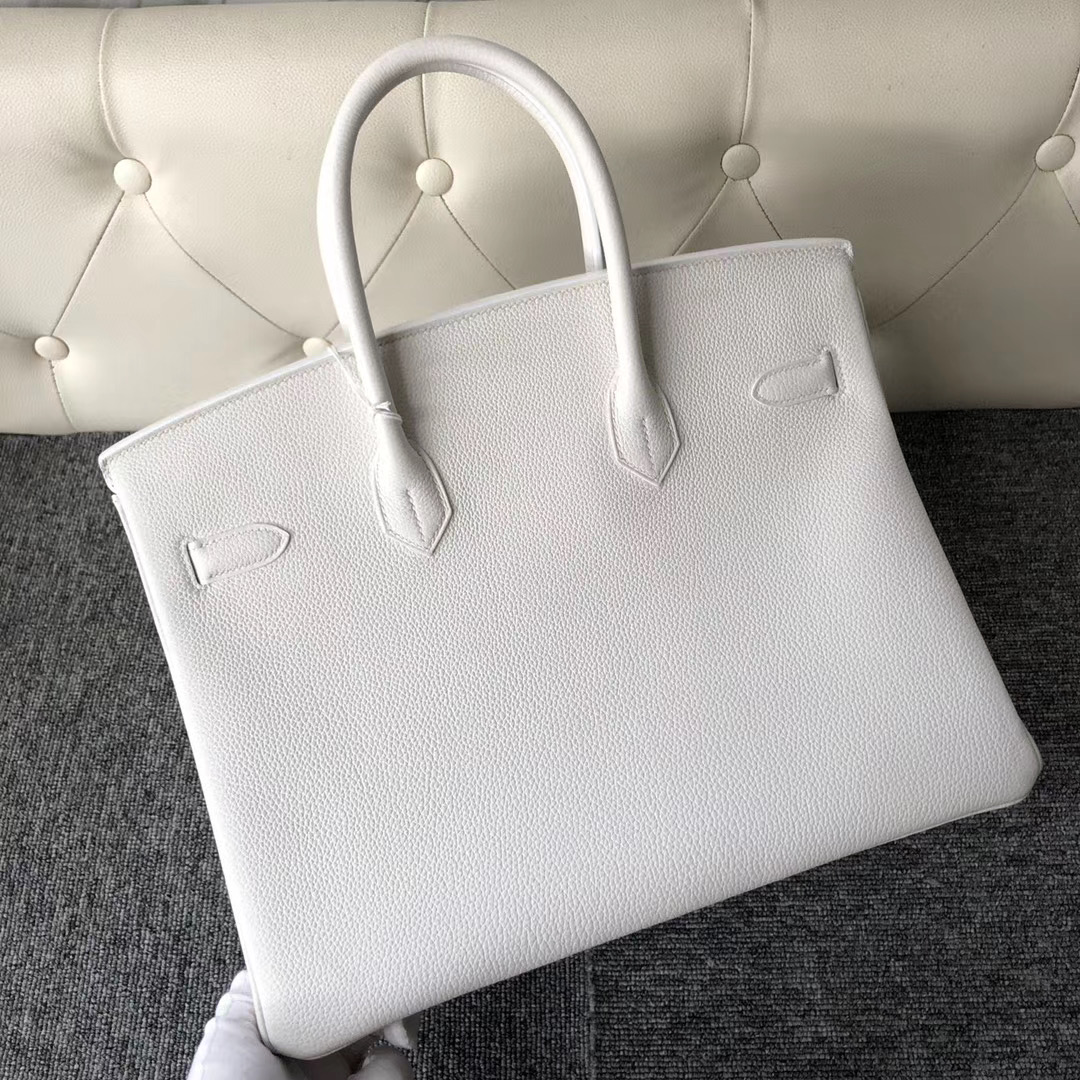 桃園市愛馬仕鉑金包價格表 Hermes Birkin 35cm togo 01 Pure white 純白色