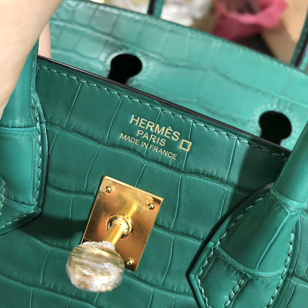 Hermes Birkin 25cm Z6孔雀綠 Malachite Matte Alligator Crocodile